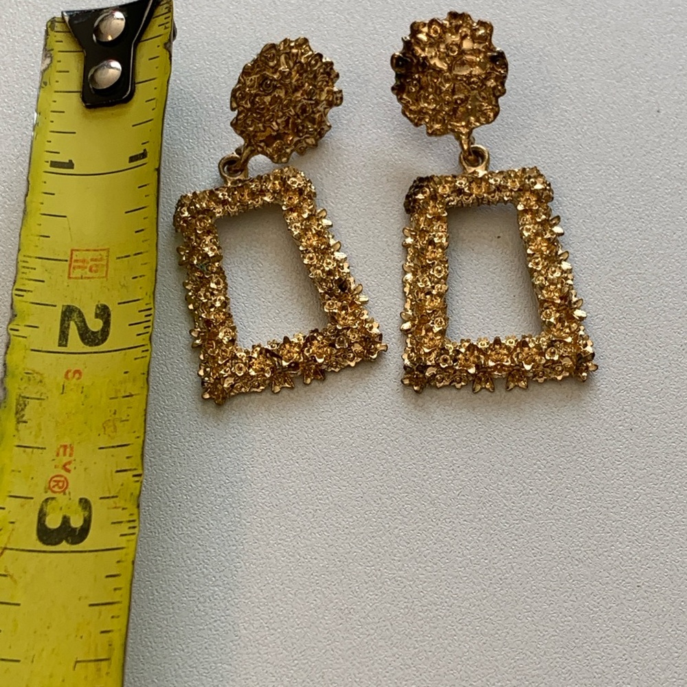 Large Gold Nugget Textured Statement Earrings Vin… - image 7